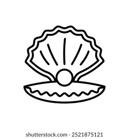 Pearl Shell Outline Icon, Vector illustration