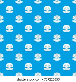 Pearl in a shell pattern repeat seamless in blue color for any design. Vector geometric illustration