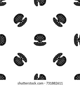 Pearl in a shell pattern repeat seamless in black color for any design. Vector geometric illustration