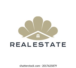 pearl shell real estate logo design, mortgage logo template
