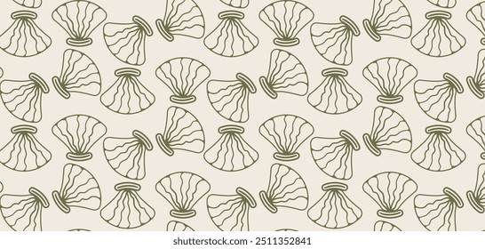 Patrón transparente de concha de perlas. Fondo boho pastel en minimalista. Traje para presentación, fondos, Fondos de pantalla, textiles y moda.