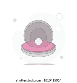 Pearl in a shell vector flat illustration on white