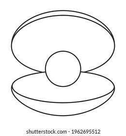 Pearl shell vector outline icon. Vector illustration pearl shell on white background. Isolated outline illustration icon of seashell