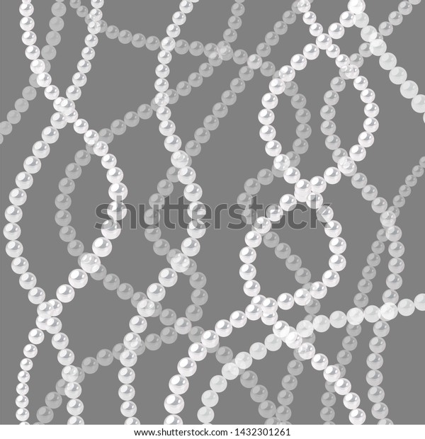 Pearl strings background. Elegant vector
template. Curved wavy strings of
pearls.