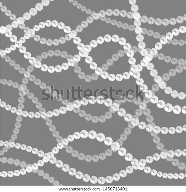 Pearl strings background. Elegant vector\
template. Curved wavy strings of\
pearls.