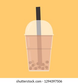 Pearl tea cartoon vector. free space for text. wallpaper.