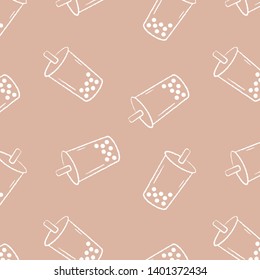 Pearl tea pattern. Pearl tea vector. wallpaper. free space for text. pattern seamless.