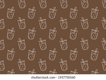 Pearl tea pattern wallpaper. free space for text. copy space.