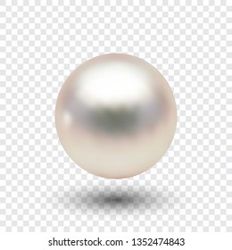 
Pearl, vector ball with shadow. Festive design element on transparent background.