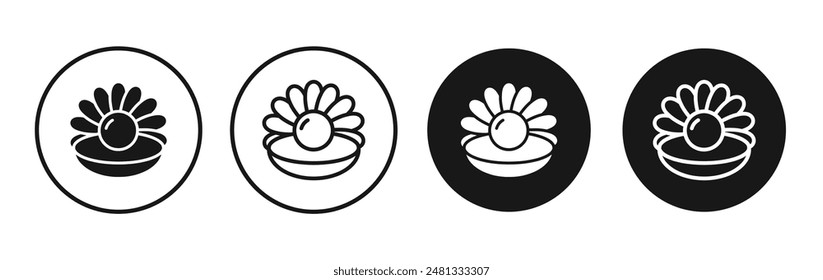 Pearl vector icon set black filled and outlined style.