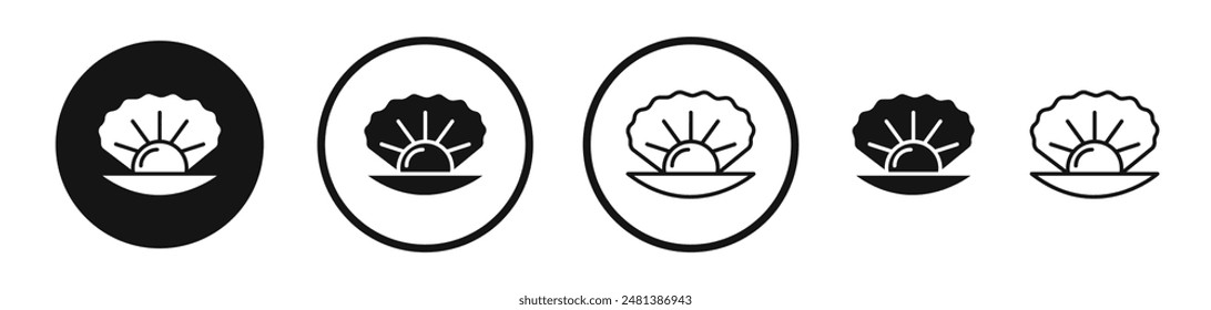 Pearl vector icon set in black and white color.