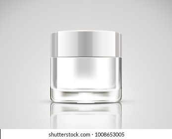 Pearl white cream jar mockup, blank cosmetic container in 3d illustration