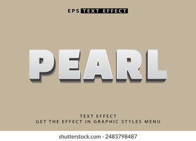 Pearl White pearl gradient 3D style, efecto de texto editable, maqueta de texto 3d, efecto de prueba 3d, fuente 3d,