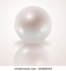 Pearl. White Pearl isolated on white background, decor, decoration. Realistic vector object. 
