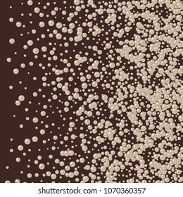Pearl. White pearls on a brown background. Background with pearls. Beads. Circles. Candy made of beads.