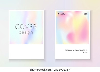 Pearlescent Background. Blue Spectrum Label. Holographic Poster. Digital Concept. Color Presentation. Isolated Retro Backdrop. Fashion Vector. Pink Pearlescent Background