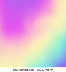 Fondo perlado. Difuminar el Vector. Gradiente de neón azul. Folleto de geometría suave. Lámina Pastel. Textura holográfica. Tarjeta Kawaii. Textura irisada. Fondo perlado púrpura
