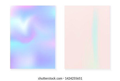 Pearlescent background with holographic gradient. Hologram cover set. 90s, 80s retro style. graphic template for brochure, banner, wallpaper, mobile screen. Retro pearlescent background set.