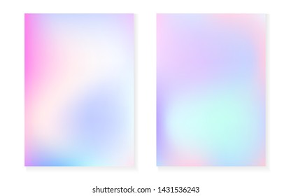 Pearlescent background with holographic gradient. Hologram cover set. 90s, 80s retro style. graphic template for book, annual, mobile interface, web app. Creative pearlescent background set.