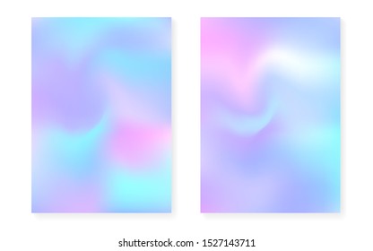 Pearlescent background with holographic gradient. Hologram cover set. 90s, 80s retro style. graphic template for brochure, banner, wallpaper, mobile screen. Plastic pearlescent background set.