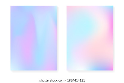 Pearlescent background and holographic gradient  Hologram cover set  90s  80s retro style  graphic template for book  annual  mobile interface  web app  Bright pearlescent background set 