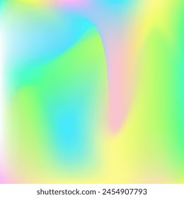 Fondo perlado. Textura irisada. Degradado de neón amarillo. Luz de metal. Brillante Glitch. Gradiente de holograma. Desenfocar ilustración minimalista. Volante de moda. Fondo perlescente verde