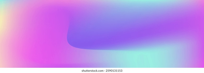 Pearlescent Gradient. Iridescent Texture. Chrome Foil. Blue Neon Background. Soft Multicolor Invitation. Fantasy Cover. Hologram Texture. Shiny Shapes. Violet Pearlescent Gradient