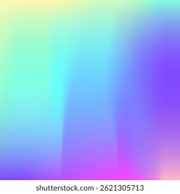 Pearlescent Gradient. Neon Geometric Backdrop. Iridescent Texture. Plastic Cover. Modern Card. Abstract Texture. Blue Shiny Background. Metal Effect. Purple Pearlescent Gradient