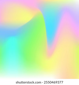 Perlmuttgradient. Weiche Flüssigkeit. Popdesign. Kawaii-Papier. Retro Geometry Broschüre. Holografischer Hintergrund. Hologramm-Hintergrund. Psychedelic Metal Texture. Blauer Perlmuttgradient