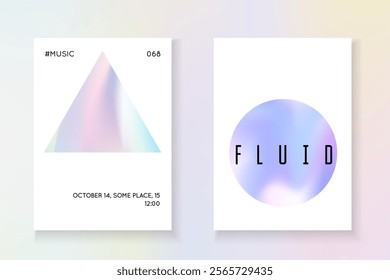 Pearlescent Poster. Chrome Screen. Neon Shape. Abstract Fluid. Colourful White Template. Graphic Design. Blue Geometric Paper. Pink Pearlescent Poster