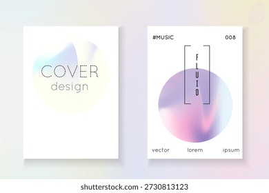 Póster perlado. Diseño plástico. Lámina geométrica. Plantilla de metal colorido. Efecto moderno. Etiqueta Holográfica Púrpura. Presentación Arco Iris. Póster perlado azul