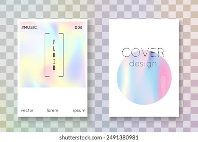 Pearlescent Presentation. Vintage Design. Fashion Vector. Colourful Metal Brochure. Gradient Shape. Purple Holographic Label. Holograph Pattern. Pink Pearlescent Presentation