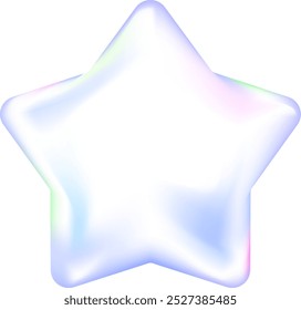 Pearlescent star shape. Vector illustration of gradient mesh with soap bubbles, water, pearlescent and metallic textures.