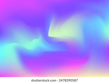 Textura perlescente. Fluido Cosmos. Hoja líquida. Folleto de holografía retro. Diseño Pop. Fondo holográfico. Degradado Abstractas. Degradado suave azul. Textura perlescente púrpura