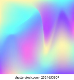 Perlglanztextur. Hologramm Gradient. Vibrierende Folie. Holografischer Hintergrund. Weichzeichner. Broschüre zu weichem Benzin. violetter Neongradient. Kawaii-Abdeckung. Blaue Perlmuttstruktur