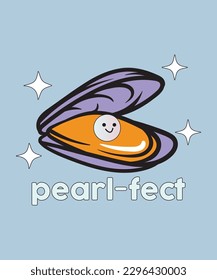 Pearl-Fect, Mussel Vector, T-shirt Design.