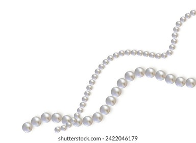 Pearls. Beads. Necklace. Jewelry. Beautiful vector background. Decoration made of pearls. Garland.