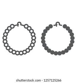 Pearls bracelet line and glyph icon, jewelry and accessory, bangle sign, vector graphics, a linear pattern on a white background.