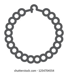 Pearls bracelet line icon, jewelry and accessory, bangle sign, vector graphics, a linear pattern on a white background, eps 10.