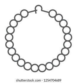 Pearls bracelet thin line icon, jewelry and accessory, bangle sign, vector graphics, a linear pattern on a white background, eps 10.