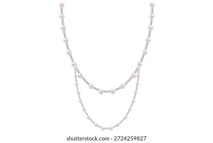 Perlen Kette Halskette einzigartigen Silber Schmuck Vektor Illustration.	