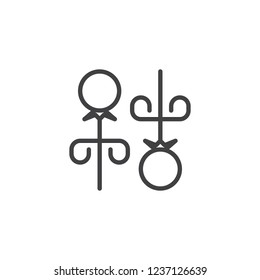 Pearls earrings outline icon. linear style sign for mobile concept and web design. Woman jewellery simple line vector icon. Symbol, logo illustration. Pixel perfect vector graphics