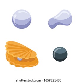 Pearls icons set. Isometric set of pearls vector icons for web design isolated on white background