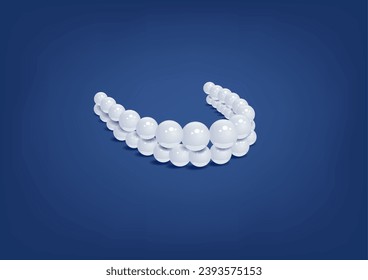 The pearls are made up in the form of human teeth. Dentistry and Orthodontics Design. Human Teeth for Medical and Toothpaste Concept. Healthy Oral Hygiene, Jaw Prosthesis, Veneers