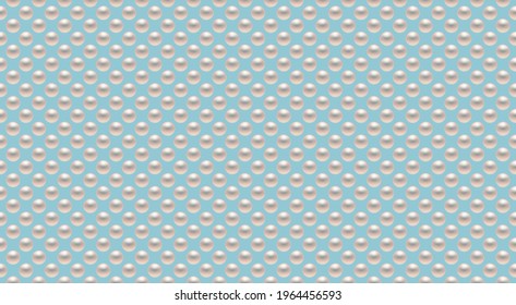 Pearls on blue background. Seamless vector illustration.