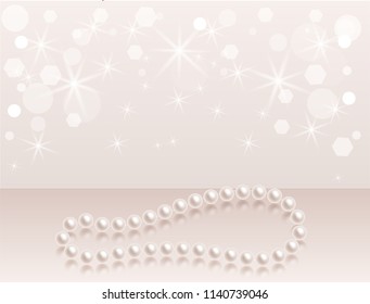 Pearls. Pearl necklace. Abstract Background. Shiny  Design. Vector illustration. Collection. Luxury Beautiful Shining Jewellery Background with Pearls.