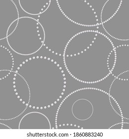 Pearls seamless pattern. Pearl jewelry necklace. Hanging rings. Precious chains. Beauty background design for mother, wedding invitation, gift wrappers, wallpapers, prints. White precious beads. Vector