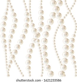 Pearls. White background. Abstract vector illustration. Seamless pattern.