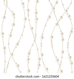 Pearls. White background. Abstract vector illustration. Seamless pattern.