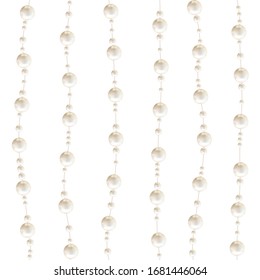 Pearls. White background. Abstract vector illustration. Seamless pattern.
